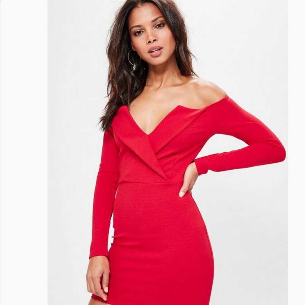 Missguided Red Bardot mini dress NWT